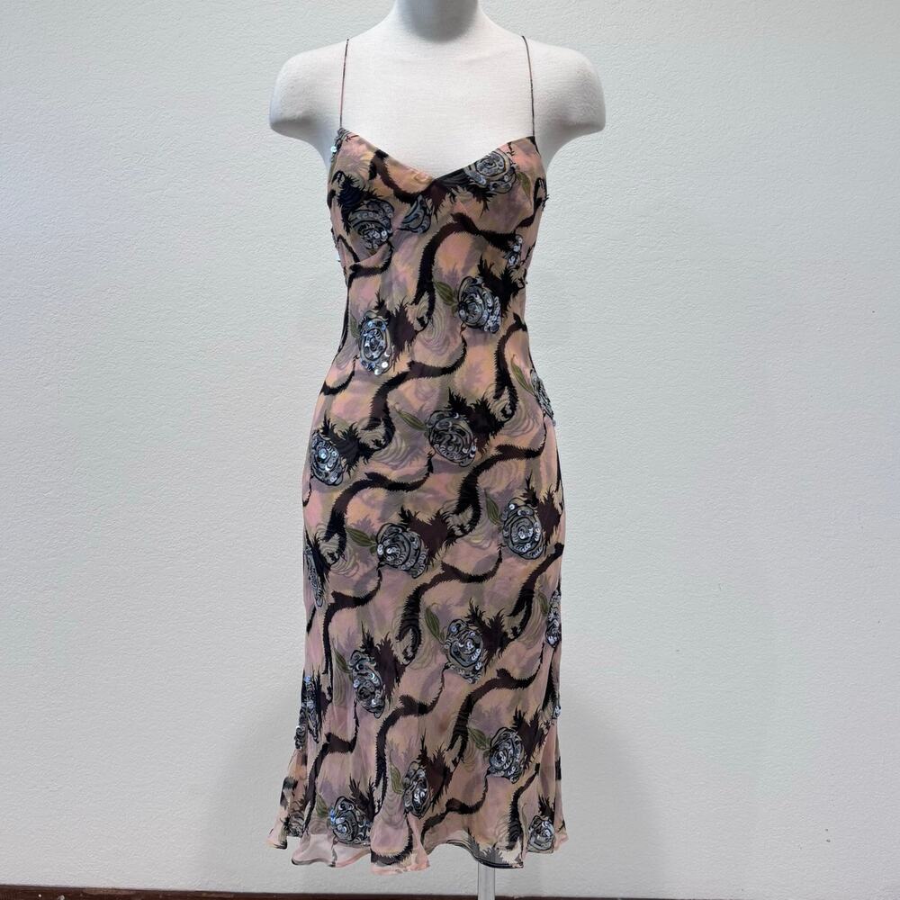 Catherine Malandrino Silk print dress with sequins size S